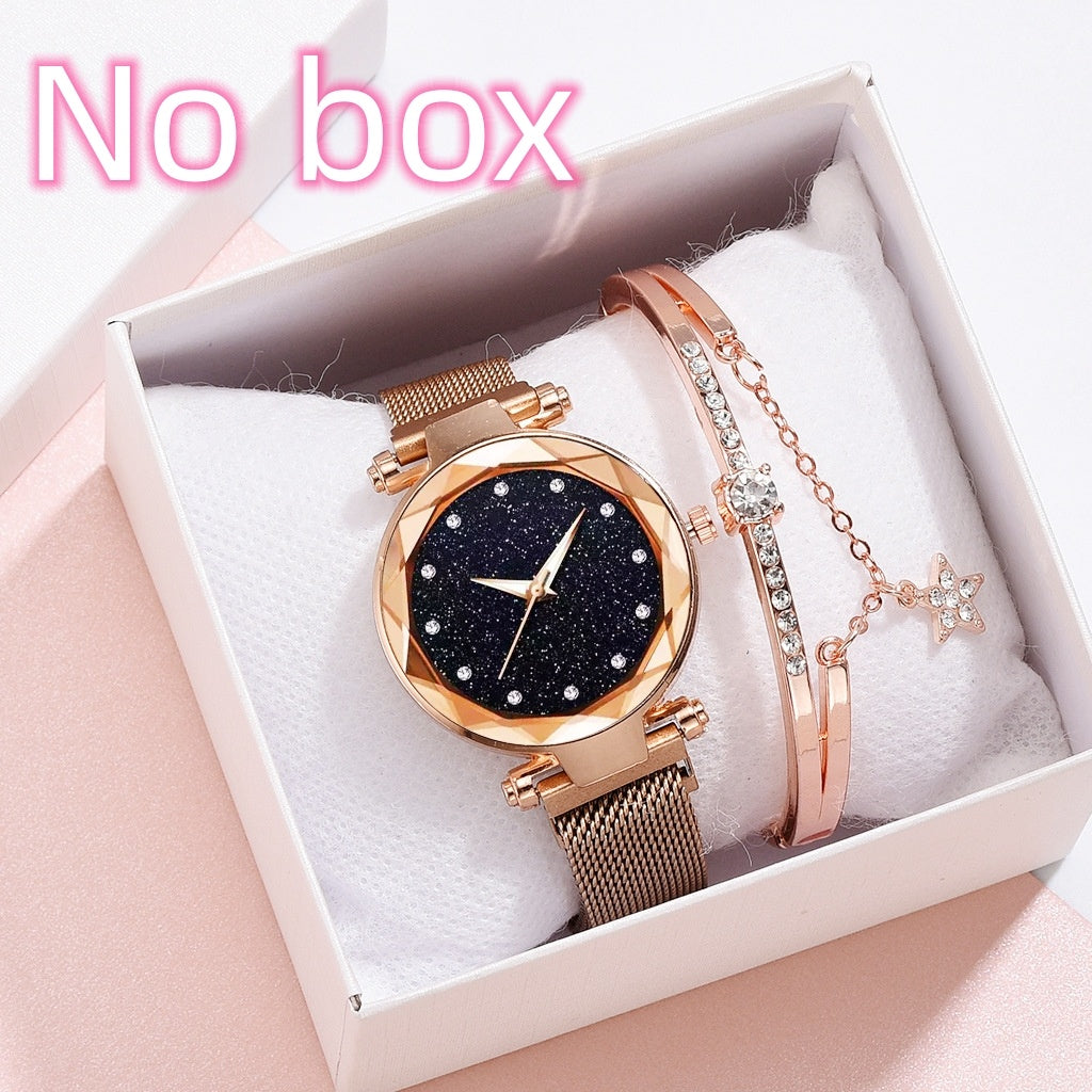 Luxury Women Watches Bracelet Set Fashion Elegant Magnet Buckle Ladies Starry
