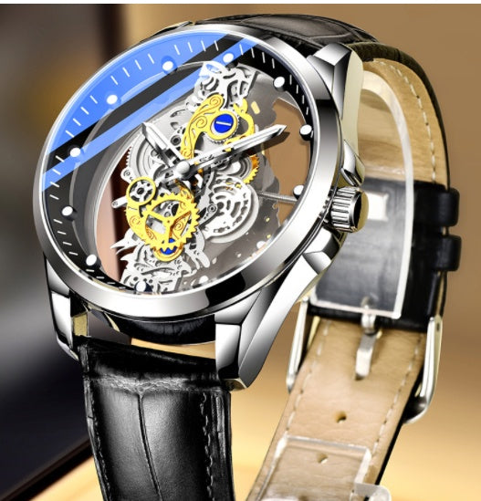 Men Watch Skeleton Automatic Quartz Watch Gold  Watches Top Brand Luxury