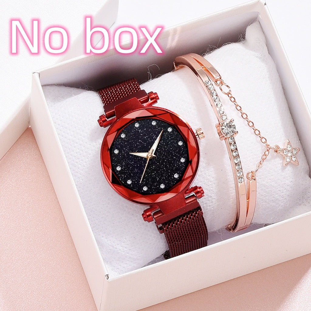 Luxury Women Watches Bracelet Set Fashion Elegant Magnet Buckle Ladies Starry
