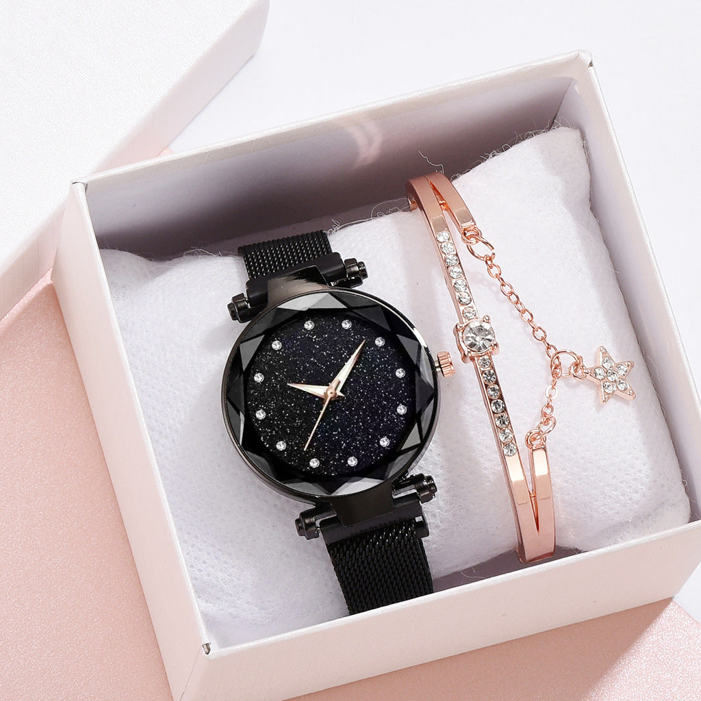 Luxury Women Watches Bracelet Set Fashion Elegant Magnet Buckle Ladies Starry