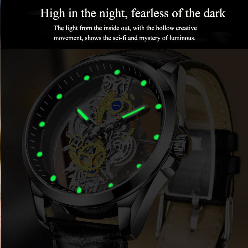 Men Watch Skeleton Automatic Quartz Watch Gold  Watches Top Brand Luxury