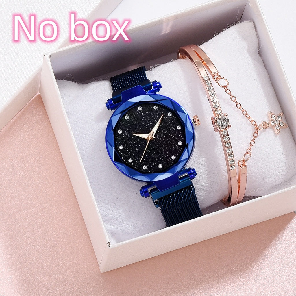 Luxury Women Watches Bracelet Set Fashion Elegant Magnet Buckle Ladies Starry