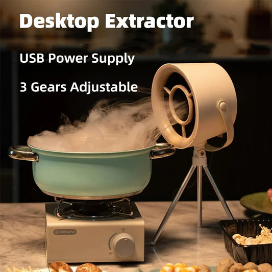 2024 New Portable Desktop Exhaust Fan Small Kitchen Hood Extractor Barbecue USB Charging