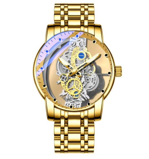 Men Watch Skeleton Automatic Quartz Watch Gold  Watches Top Brand Luxury