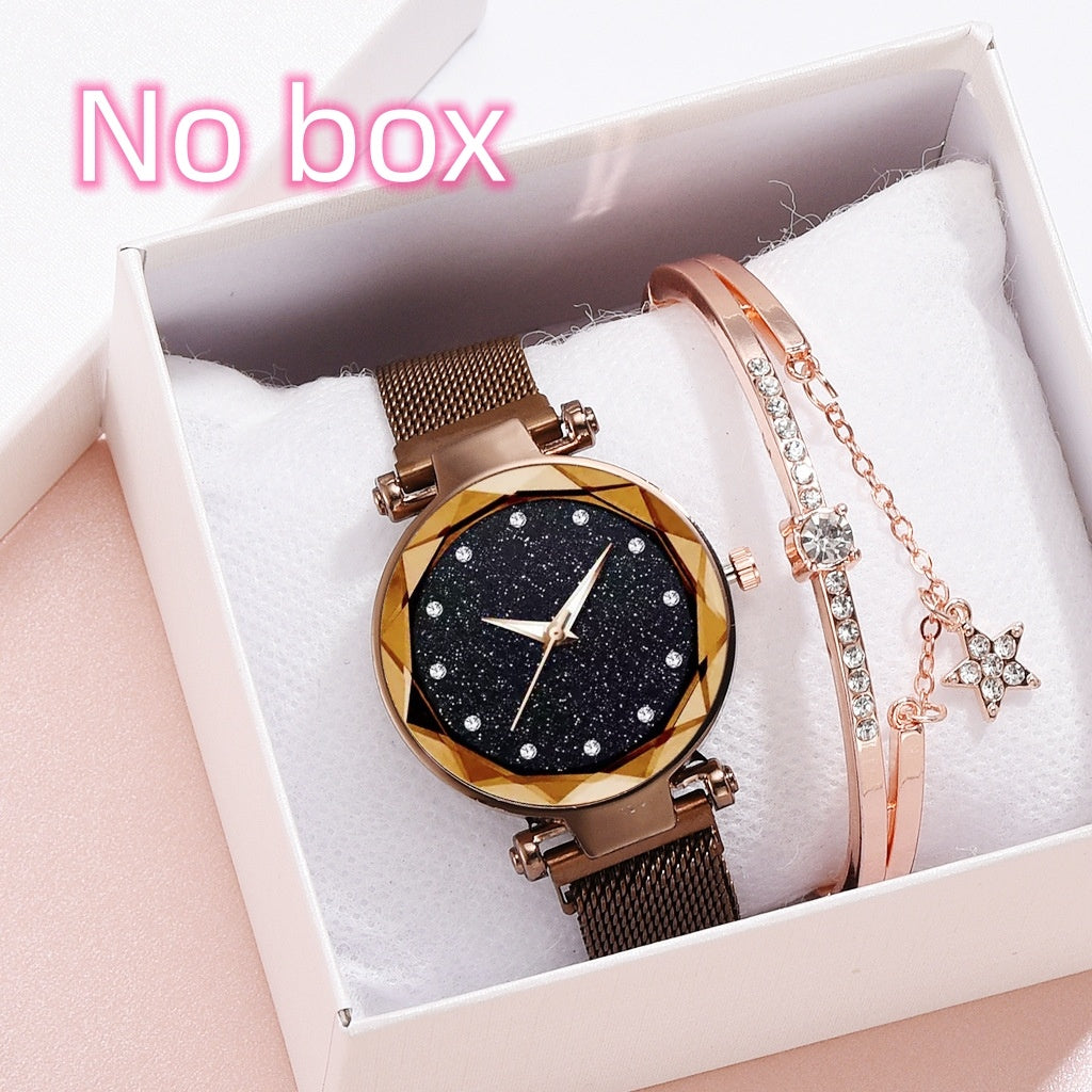 Luxury Women Watches Bracelet Set Fashion Elegant Magnet Buckle Ladies Starry