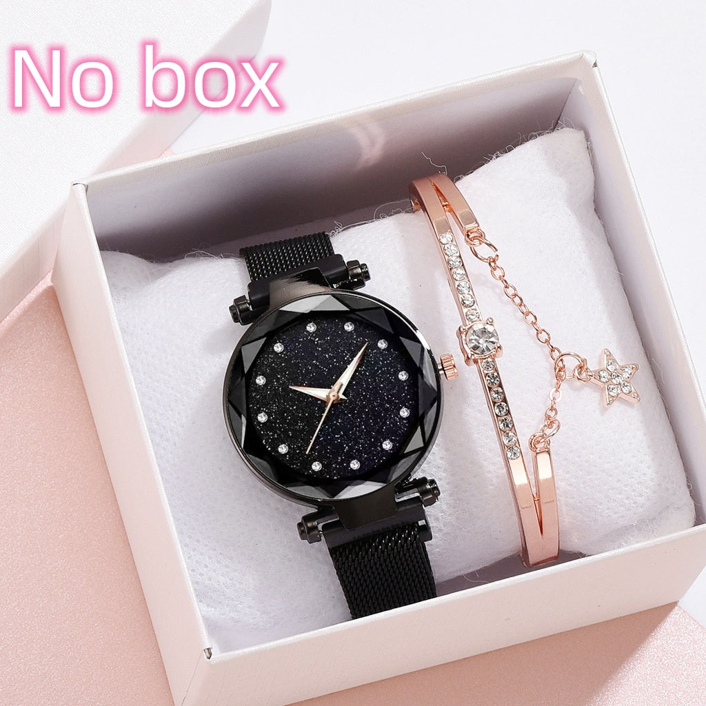 Luxury Women Watches Bracelet Set Fashion Elegant Magnet Buckle Ladies Starry