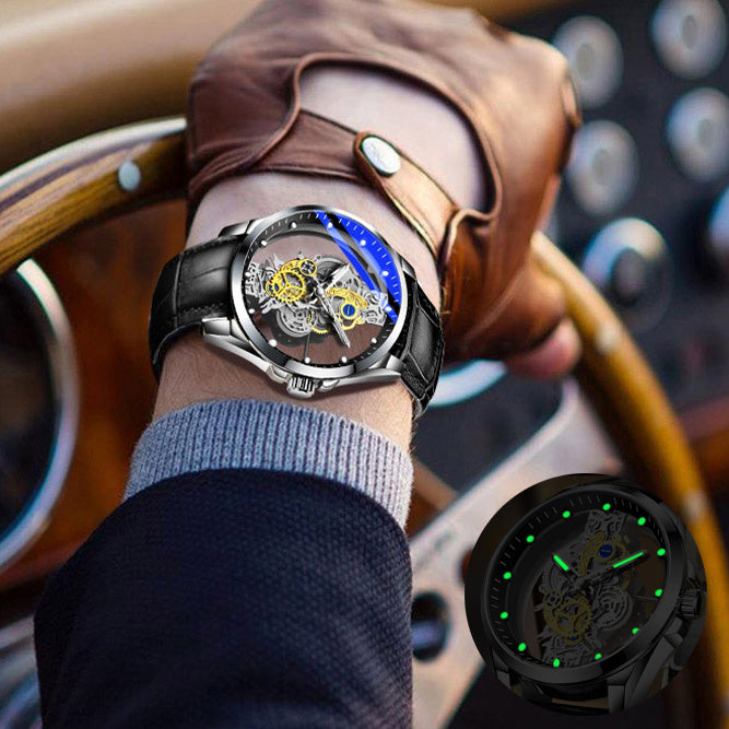 Men Watch Skeleton Automatic Quartz Watch Gold  Watches Top Brand Luxury