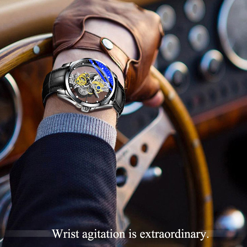 Men Watch Skeleton Automatic Quartz Watch Gold  Watches Top Brand Luxury